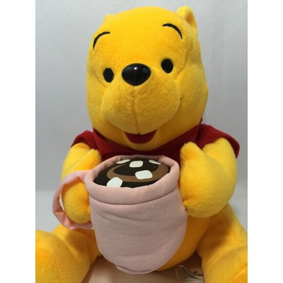 Winnie the Pooh Holding Hot Cocoa Plush Bear Stuffed Animal Baby Toy 11" Disney - Picture 6 of 13